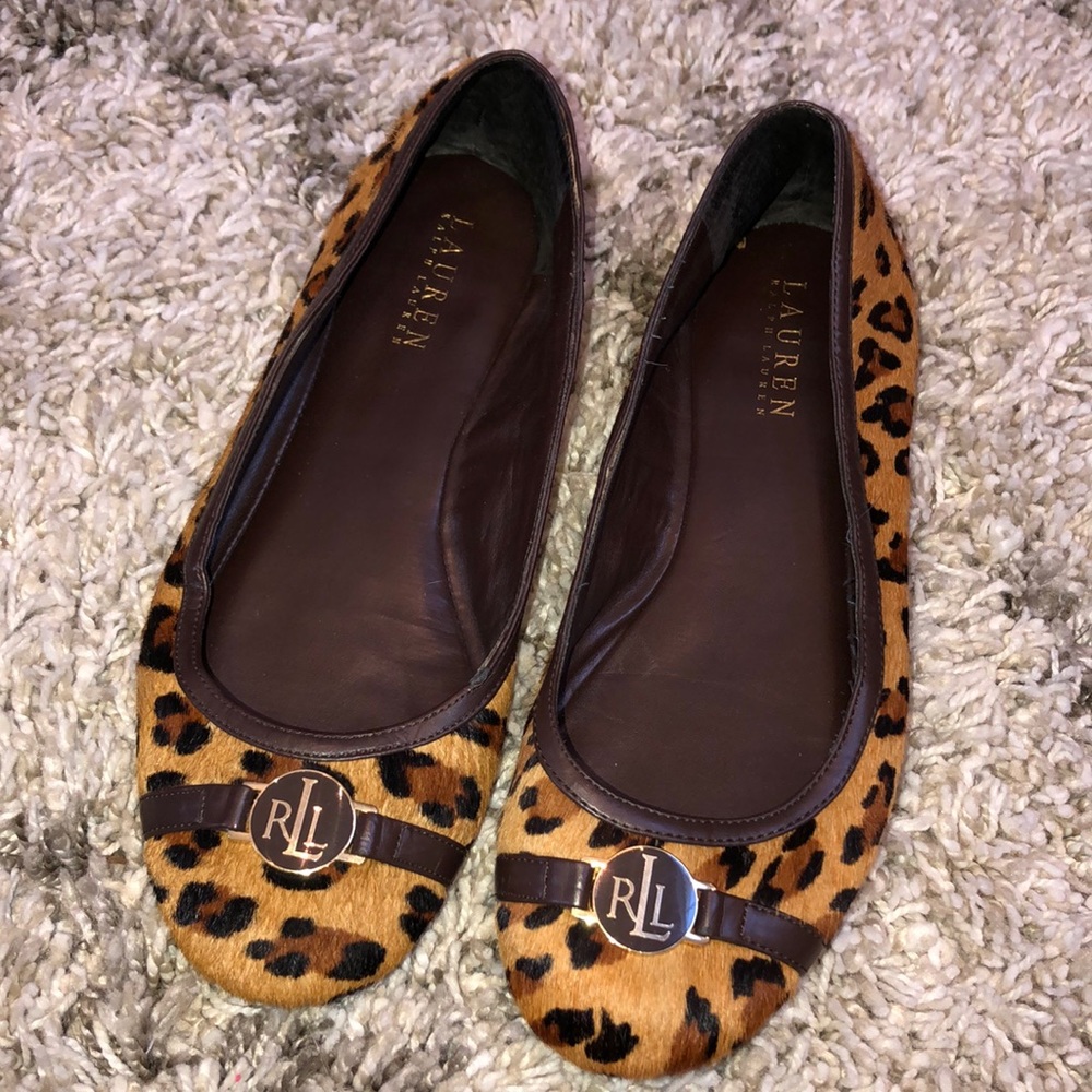 Lauren Ralph Lauren Leopard-Print Ballet Flats in Brown & Black
